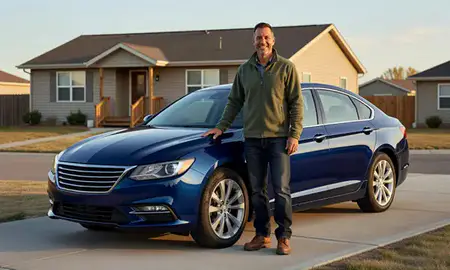 Customer with their delivered car in Powell, Wyoming, United States