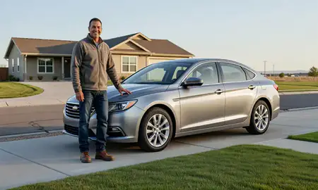 Customer with their delivered car in Ranchettes, Wyoming, United States