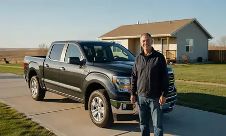 Car delivered to a driveway in Ranchettes, Wyoming, United States
