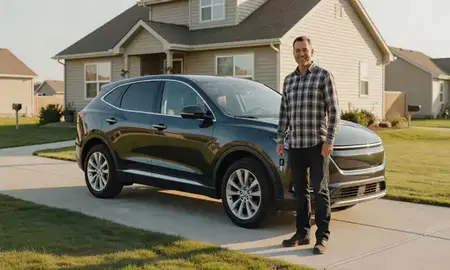 Car delivered to a driveway in Riverton, Wyoming, United States