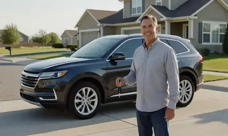 Car delivered to a driveway in Sheridan, Wyoming, United States