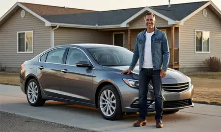 Customer with their delivered car in South Greeley, Wyoming, United States