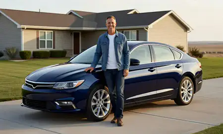 Customer with their delivered car in Torrington, Wyoming, United States