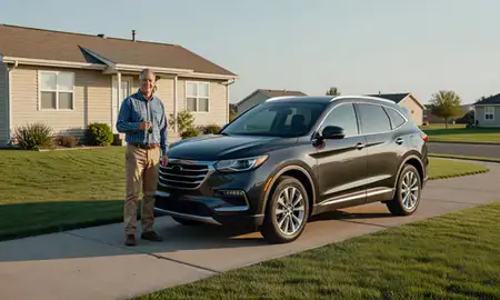 Car delivered to a driveway in Torrington, Wyoming, United States