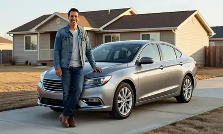 Customer with their delivered car in Wheatland, Wyoming, United States