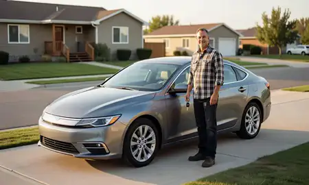 Car delivered to a driveway in Wheatland, Wyoming, United States
