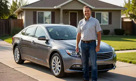 Car delivered to a driveway in Worland, Wyoming, United States